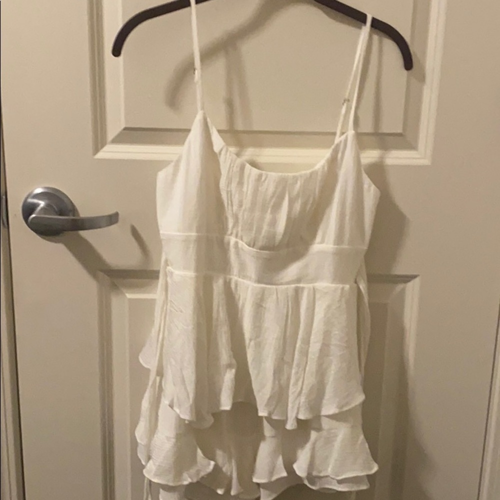 AMERICAN THREADS WHITE RUFFLE ROMPER SIZE SMALL